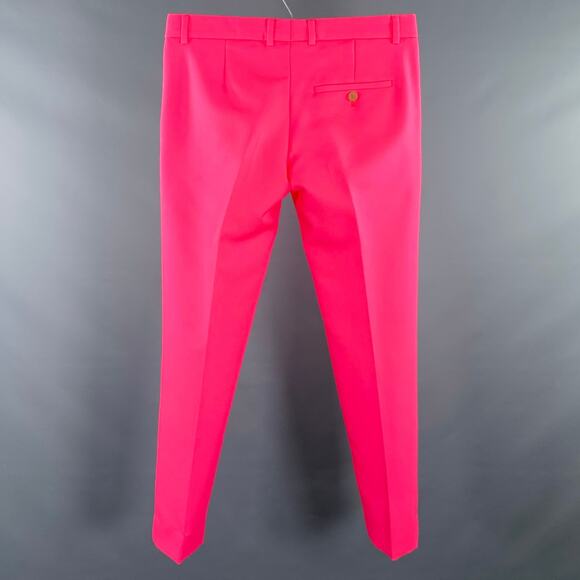 WALTER VAN BEIRENDONCK Size 32 Pink Fuchsia Polyester Flat Front Dress Pants - Picture 2 of 6
